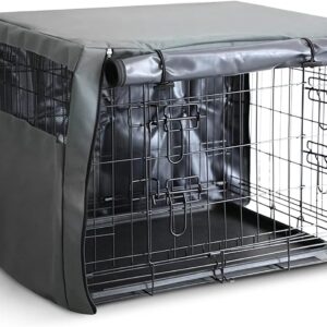 FurDreams Premium Cover for 24 Inch Dog Crate - Polyester with PVC Coating, Two Rolling Doors & Breathable Mesh Windows - Easy Installation & Machine Washable - Cage Cover for Puppy Training (Small)