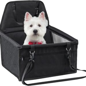 wyewye Pet Car Seat Travel Carrier Cage, Oxford Breathable Folding Soft Washable Travel Bags for Dogs Cats Small Pet, Black-15