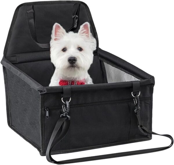 wyewye Pet Car Seat Travel Carrier Cage, Oxford Breathable Folding Soft Washable Travel Bags for Dogs Cats Small Pet, Black-15