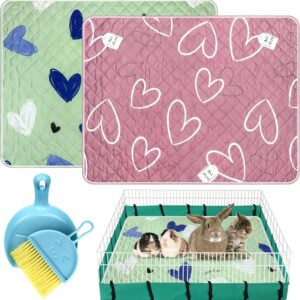 2 Pack Guinea Pig Cage Liner with Cleaning Tool Set Guinea Pig Bedding Reusable Fast Absorbent Waterproof Puppy Pee Pads Washable Air Dried Pee Mat for Small Animals Pet Cat Hamster Rabbit Bedding