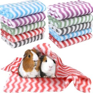 10 Pcs Guinea Pig Fleece Blanket, 12 x 12 In Guinea Pig Bedding, Rabbits Hamster Cage Liners, Washable Pet Pee Pads Small Animal Soft Sleep Bedding Mats Pad Cover for Hamster Chinchilla (5 Color)