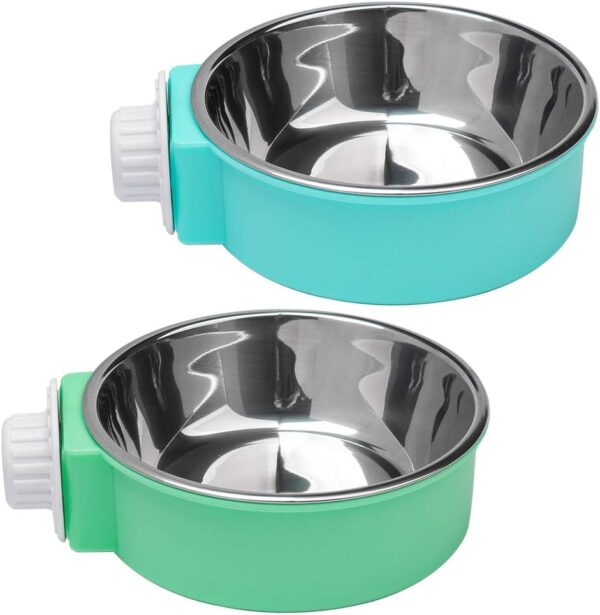 2 Pcs Pet Crate Bowls, 2-in-1 Dog Hanging Bowl Removable Cage Water Bowls for Small Animals