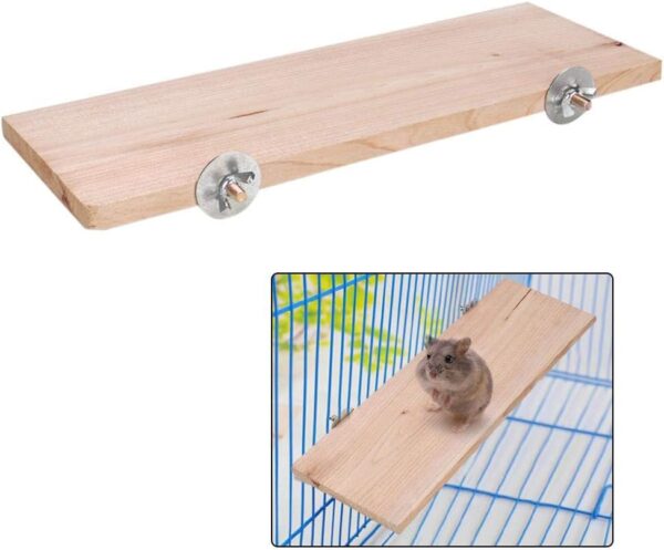 Hamster Platform Rectangle Natural Wood Stand Platform Pet Pedal Board Cage Chew Toy Small Animals Habitat Decor for Mouse Chinchilla Chipmunk Rat