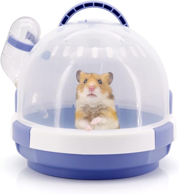 Hamster Carrier Cage Portable Mice Travel Case Plastic Small Animal Carrier Rat Carry Cage with Water Bottle (Purple)