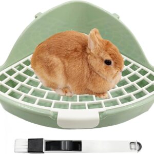 Rabbit Litter Box, Small Rabbit Litter Tray for Cage Pet Rabbits Guinea Pigs Hamsters Chinchillas Small Animals, Rabbits Hamster Bedding Litter Pan Potty Trainer Corner Detachable Triangular Toilet