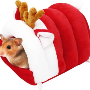 YingBiao Large Hamster Bed,Reindeer Shape Rat Hedgehog Hammock Nest,Guinea Pig Small Animals Bedding House,Winter Warm Cage Tent Hut Pad for Small Pet Sleeping Supplies