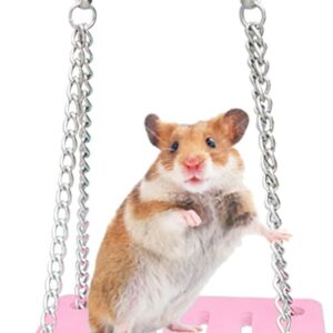 Andiker Hamster Toys, Hamster Swing, Small Animal Activity Toy Boredom Breaker, DIY Hamster Cage Accessories for Small Pets (Pink, Swing)