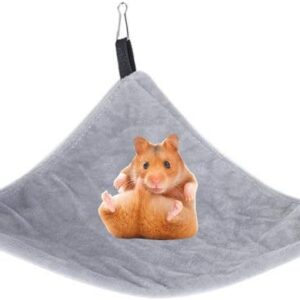 Pssopp Small Pet Hammock Triangle Pet Cage Hammock Hanging Bed Cage Accessories for Sugar Glider Squirrel Hamster Guinea Pig Mice Rats Birds(Grey)