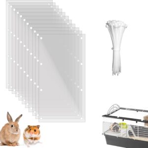 PeSandy Pet Cage Liner, Cage Edge Liner Protection, 12 PCS Clear Cage Edge Guard for Rabbit Guinea Pig Hamster Hedgehog Chinchilla Ferret Bunny, Obstruct Cage Side Litter (Transparent, 11.8x5.9IN)