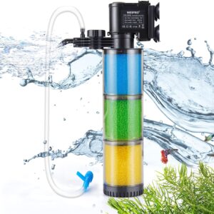 Weipro Internal Fish Tank Filter with 3-Stage Filtration, Transparent Filter Cartridges, 5W Adjustable Submersible Aquarium Filter Pump for 50~120 Liters Tropical Fish Tank, TH280B(330L/H)