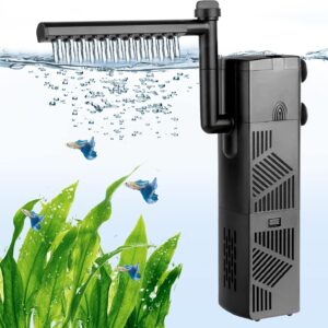 hygger Aquarium Filter, 600L/H 10W Internal Aquarium Filters, Water Flow Adjustable Aquarium Pump Filter Wave Maker, Ultra Quiet Submersible Power Filter with Sponges, for 60-120L Fish Tank