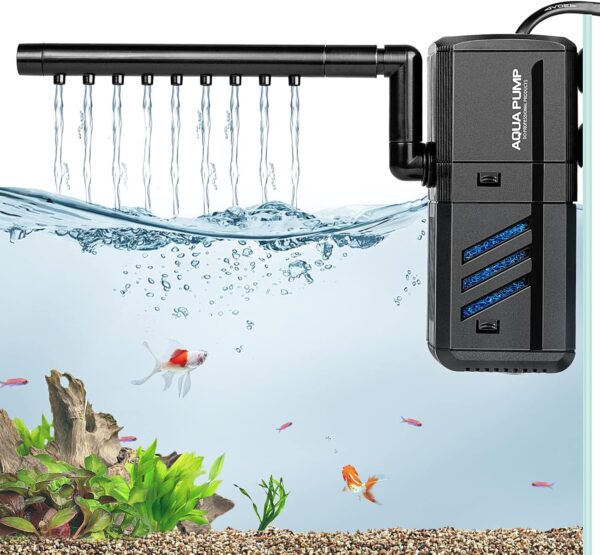 IREENUO Fish Tank Filter, 6W Internal Aquarium Filter Pump with Spray Bar for Turtle Tank, Tropical 30-150L Aquariums