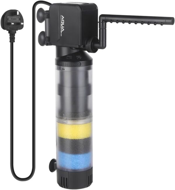 ITIY 20W 1200L/H Submersible aquarium internal filter, adjustable aquarium filter with 6-stage filtration & 4 aeration modes & 5 suction cups for 300-1000L aquariums