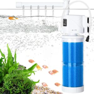 AQQA Internal Fish Tank Filter,15W Submersible Aquarium Filter Pump with Adjustable Water Flow, Fish Tank Filter Pump with Aeration & Rainfall for 190-380L Fish Tank