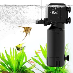 AQQA Fish Tank Filter, 1000L/h Strong Flow Aquarium Filter, Ultra Quiet Adjustable Fish Tank Filter Pump for 150-300L Tank