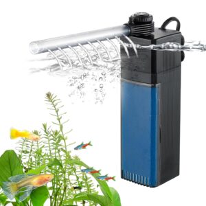 Weipro Internal Fish Tank Filter, 7W Adjustable Water Flow Submersible Aquarium Filter Pump for 60l ~ 120l Tropical Fish Tank, Include Spray Bar and Venturi to Add Oxygen, TE-500(600L/H)