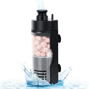 hygger Aquarium Filter, Small Internal Aquarium Filter, Fish Tank Filter for Small Tank, Submersible Foam Filter with Filtered Ceramic Balls for Breeding Fry Betta Shrimp Tank 2-19L