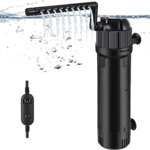 LNIDEAS 5-in-1 Aquarium Filter with UV Light for Green Water with Timer, 650L/H Submersible Fish Tank Internal Filter Pump, Dual Mode (Aeration/Rainfall), Flow Rate and Direction Adjustable (650L/H)