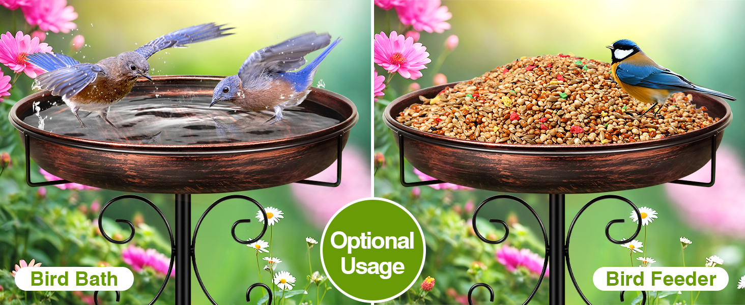 Metal Bird Bath for Outside