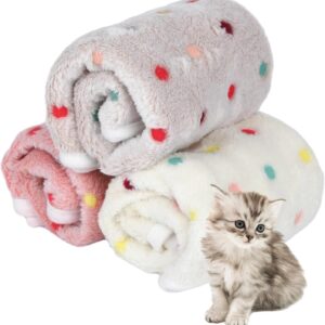 3 Pieces Puppy Blankets Washable Small Animal Fleece Beddin Soft Cats Blankets Small Reusable Small Pet Sleep Blankets Coral Velvet Hamster Cage Liners for Hamster Ferret Rabbits 40 * 60cm