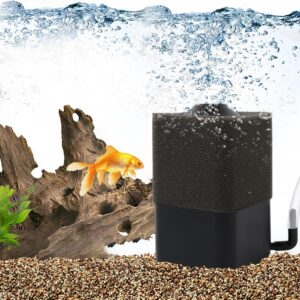 Aquarium Sponge Filter,Submersible Fish Tank Filters Ultra Silent Internal Foam Aquarium Aeration Bio Sponge Corner Filter for 5-91L Breeding Fry Shrimp Snails Betta Tank with Filtered Ceramic Balls