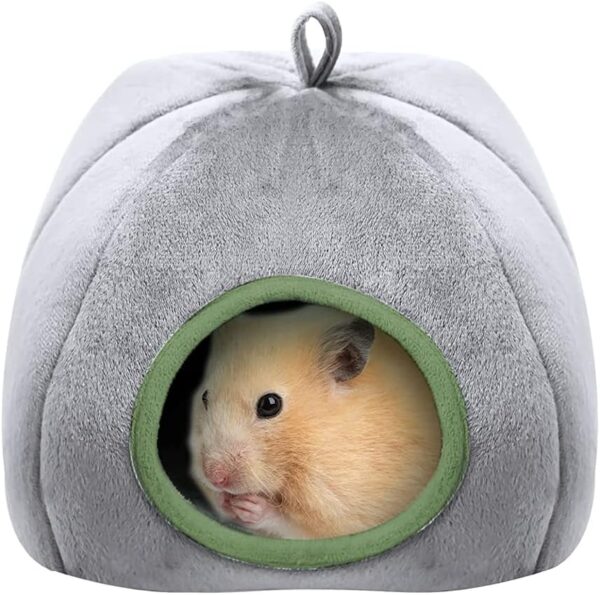 Bhina Small Animal Pet Winter House,Chinchilla Small Pet Bed,Small Animals House Bed,Chinchilla House Cage,Grey Green Cute Nest Cage Toys,Suitable For Hamsters,Chinchillas,Guinea Pigs,21 * 20 * 19 cm