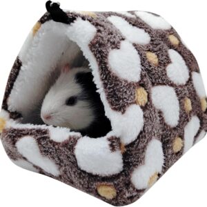 CutitiUU Guinea Pig Bed Small Animal House Guinea Pig Cage Accessories Warm Cage Cave Hamster Small Animal Beds Hideout Hanging House for Guinea Pig Rabbits Hamsters Hedgehog (Brown)