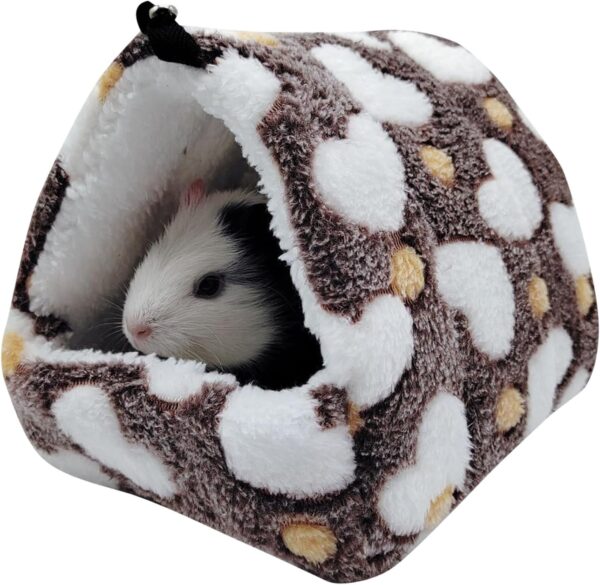 CutitiUU Guinea Pig Bed Small Animal House Guinea Pig Cage Accessories Warm Cage Cave Hamster Small Animal Beds Hideout Hanging House for Guinea Pig Rabbits Hamsters Hedgehog (Brown)