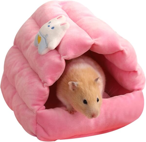 CutitiUU Guinea Pig Bed,Winter Warm Hamster Bed,Cozy Nest Cage Accessories,Small Pet Snuggle Cave Warm Washable,for Little Rabbits,Guinea Pigs,Hamsters,Chinchilla,and Other Small Pets (Pink)