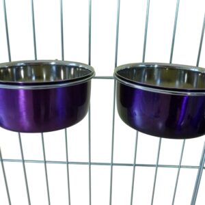 Ellie-Bo Pair of Dog Bowls For Crates, Cages or Pens and 3 Sizes (0.6Ltr Small, Purple)