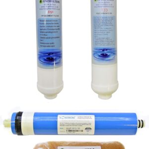 Finerfilters Compact 4 Stage Aquarium Reverse Osmosis Water Filter Replacement Filters & 50GPD Membrane