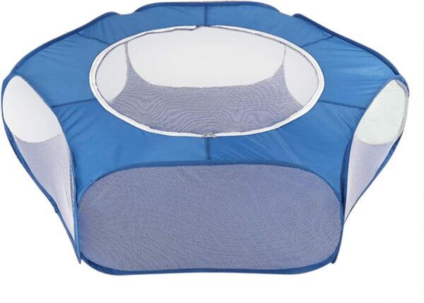 Foldable Small Animal Playpen Cage Tent with Cover Fabric Mesh Outdoor Indoor Run Play Pen Exercise Fence, Small Animal Cage Pen Pets Pop up Playpen for Guinea Pig Rabbit Hamster Chinchilla Hedgehog