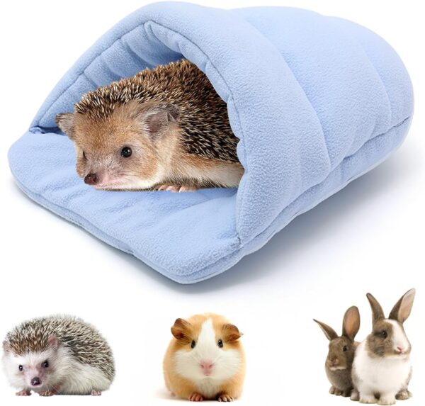 Guinea Pig Bed Hamster Bed Sleeping Bag Cave Nest Cushion Soft Warm Slippers Guinea Pig House Pet Winter Bedding Cage Accessories for Small Animal Squirrel Hedgehog Rat Chinchilla Ferret (Sky Blue)