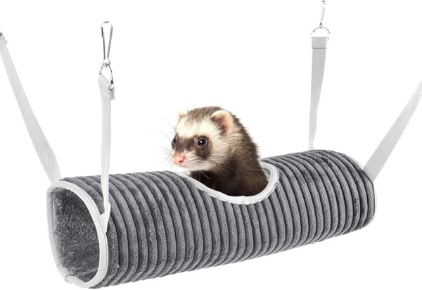 Hamster Hanging Tunnel Ferret Hammock Bed Guinea Pig Tunnel Bed Small Animal Hammock Winter Warm Rat Hanging Bed Pet Tunnels and Tubes Toy Hamster Hideout Tunnel for Cage Squirrel Chinchilla Small Pet