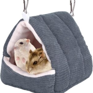 Hamster House,Parrots Bird Nest Hanging Cave Beds Winter Small Animal Cage Home and Small Pet Bed House,Warm Guinea Pig Bed Home Fluffy Bird Cage for Guinea Pig,Hamsters,Sparrows (Dark Grey)