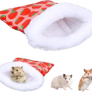 Hamster Sleeping Bag,Warm Small Pet Sleep Sack Cage Nest Bed,Waterproof Outer,Small Animal House Bed Hideout for Hamster Guinea Pig Chinchillas,25 * 19 cm (Red)