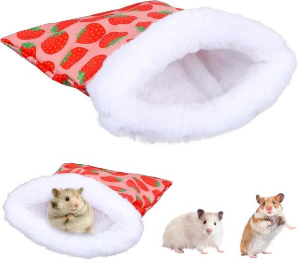 Hamster Sleeping Bag,Warm Small Pet Sleep Sack Cage Nest Bed,Waterproof Outer,Small Animal House Bed Hideout for Hamster Guinea Pig Chinchillas,25 * 19 cm (Red)