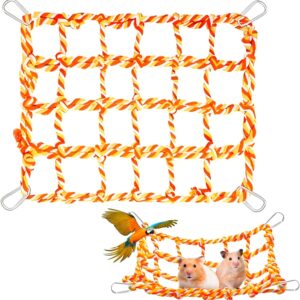 LHLZNB Rat Climbing Rope Net Equipped with 4 hooks, Colorful Bird Rope Net，Pet Hanging Hammock,Small Animal Rope Net Toy, Cage Decor Accessories for Rat Hamster Bird Ferret