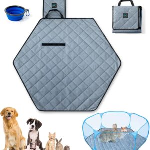 NUNEZRO – Hexagon Washable Liner for Small Animal Playpen – 120cm/47” Mat for Rabbit, Guinea Pig, Dog, Puppy, Bunny, Cat, Kitten, and Hamster Play Pen – Waterproof Reusable Pet Pee Pad for Indoor Cage