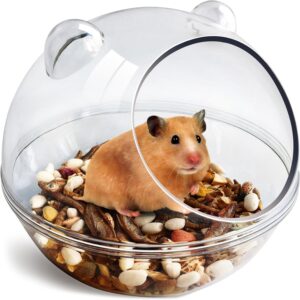 TieLishor Hamster Bathroom,Hamster Bathtub,Small Animal Habitat Décor,Sand Bath Container,Sand Bath Box for Small Pet Animals Cage Accessories (L 5.5 * 5.5 * 4.3 inch)