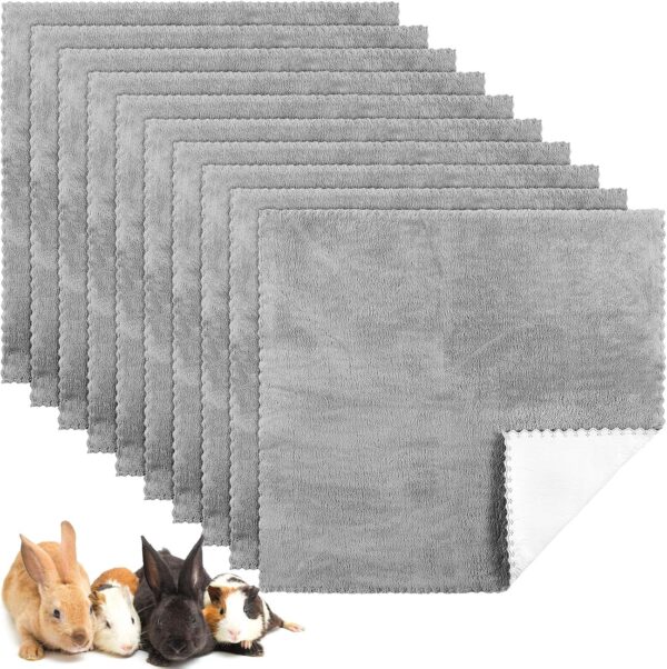 Waterproof Guinea Pig Blankets Washable Small Animal Pee Pad Pet Blanket Sleep Bedding Mats Absorbent Guinea Pig Cage Liner Reusable Pet Sleep Mat Pad Cover (11 x 12 Inch, Gray)