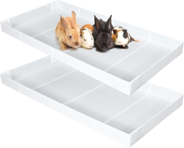 Wenqik 2 Pcs Guinea Pig Cage Liner Corrugated Plastic Cage Liner Base 2 x 4 Panel Size Guinea Pig Cage Bottom for Small Animals Guinea Pig Hedgehogs Rabbits Cages Tray,55 x 27 Inch (White)