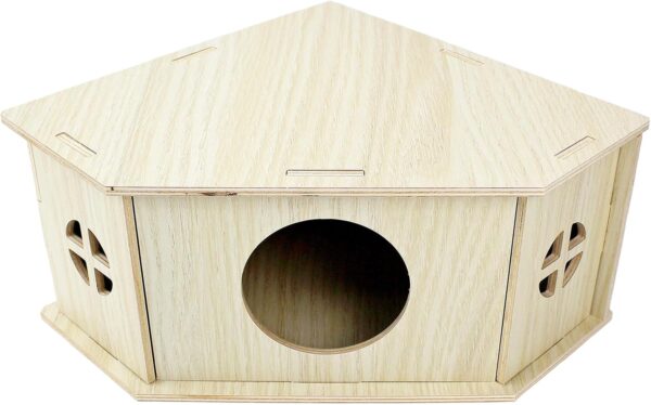 YankMooM Wooden Hamster House,Washable Corner House Hamster Hideout Cage Hamster Hideaway for Hamster and Small Pet