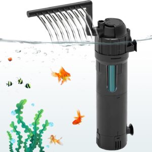 Zjyufy Internal Fish Tank Filter,Aquarium Filter with UV, Flow Rate and Direction Adjustable, Small Fish Tank Filter With Timer Water Purify Supply, Filter Pump For 80-200l Aquariums