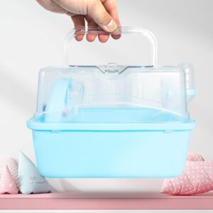 通用 Misyue Portable Carrier Hamster Carry Case Cage with Water Bottle Travel&Outdoor for Hamster Small Animals (Blue)